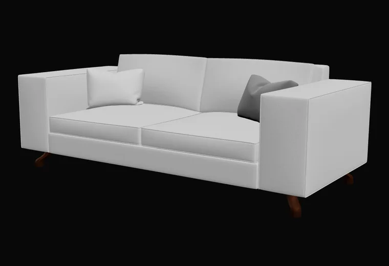 Sofa w konfiguratorze 3D, Tkanina jasnoszara